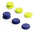 Skull & Co. Skin, CQC and FPS Thumb Grip Set Joystick Cap Analog Stick Cap for Nintendo Switch Pro Controller & PS4 / Slim/Pro Controller- Blue/Neon Yellow, 3Pairs(6pcs)