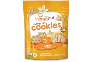 HAPPYTOT Organic Multi-Grain Cookies Toddler Snack, Fun Transportation Shapes, Vanilla, 4.4 Ounce (Pack of 5)