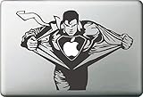 Vati Leaves Removable Creative Cartoon Cool Superman Decal Sticker Skin Art Black for Apple Macbook Pro Air Mac 13