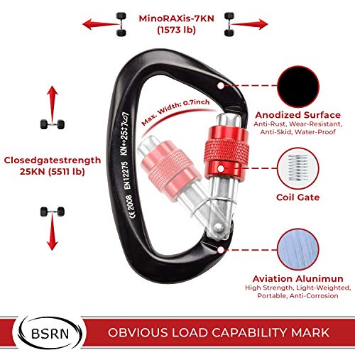 2020 Black Rock Climbing Carabiner Clip Locking and Heavy Duty 25KN