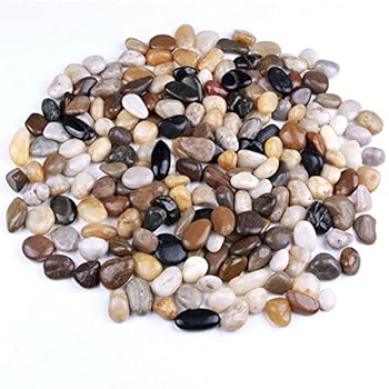 skullis 5 Pounds River Rocks, Pebbles, Garden Outdoor Decorative Stones, Natural Polished Mixed Color Stones