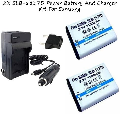 Excelshots 2 Pack Power Battery With Charger For Samsung SLB-1137D and Samsung Digimax: I80, I85, I100, L74 wide, NV11, NV30, NV40, NV24HD, NV100HD, NV106HD, TL34HD Digital Cameras.