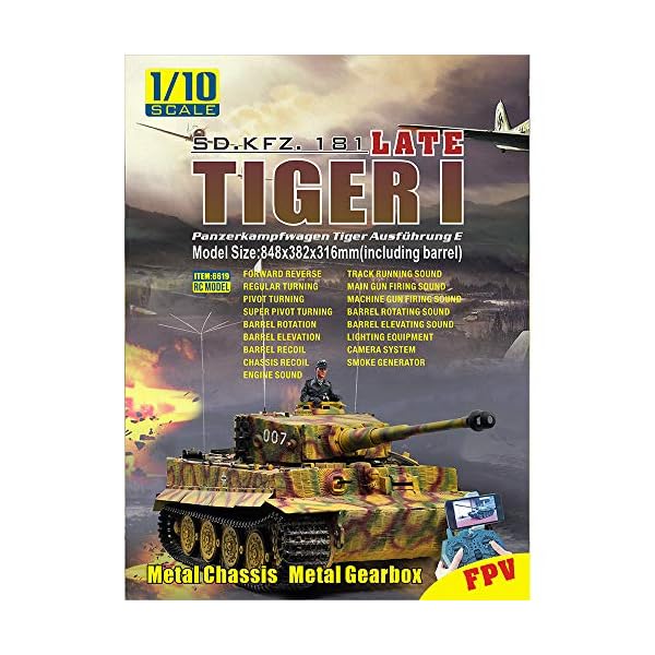 HOOBEN New RC RTR-Panzer 1:10 Tiger1 späte Produktion Panzer halbes Metall Gelbe Version – Bild 4