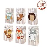 Aytai 48pcs Woodland Party Favor Bags, 3D Animal Party Bags with Thank You Stickers for Kids Woodland Creatures Baby Shower Birthday, Woodland party supplies