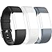 RedTaro Replacement Elastomer Wristband for Fitbit Charge 2, Large (6.5-9.0)-Inches, 002 - Black, White and Gray