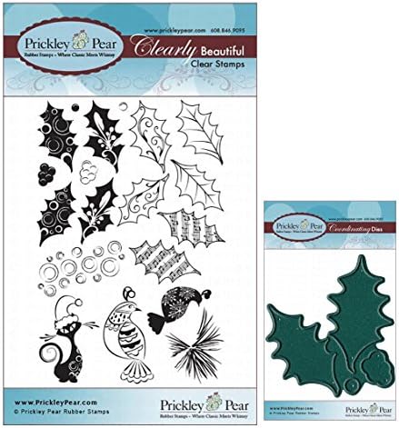 Prickley Pear Holly and Berries Clear Stamp and Die Set - CLR020 & PPRS-D020 - Bundle 2 Items