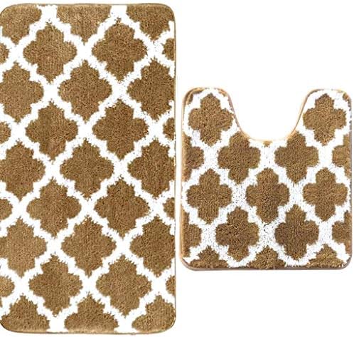 Appoi Wall Stickers Bathroom Rugs - Cloud Bath 3220"/2020" Contour Non Slip Toilet Rug Water Absorbent Machine Washable Soft Bath Mat 2PC (Khaki, Free Size: 3220"/2020")