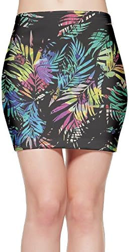 Funky Plam Tree Leaves Womens Mini Bodycon Skirt
