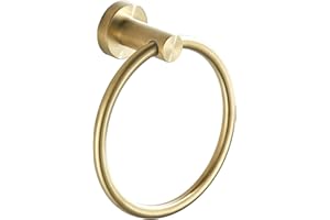 FAIRGIA Gold Towel Ring, Round Hand Towel Holder Bathroom Wall Mount Towel Rack Stainless Steel Brushed Gold1