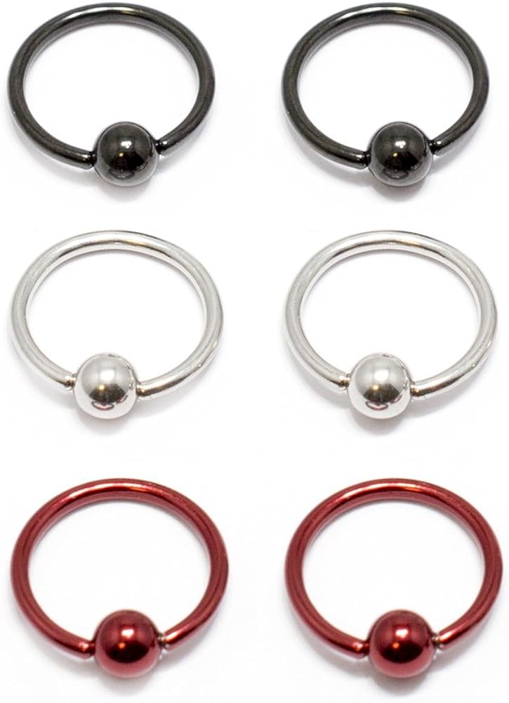 Captive Bead Ring 6pc 16G Surgical Steel