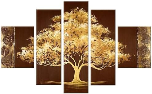 Amazon Com Santin Art Large Size Golden Tree Modern Canvas Art Wall Decor Landscape Oil Painting Wall Art Wall Decor Home Decorations Paintings