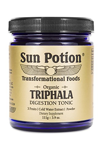 Triphala Powder 111g Jar by Sun Potion - Pure Organic Vegan - Herbal Superfood and Supplement - Antioxidant Rich, Supports Regularity and Digestion, Detoxifying - Tea Powder