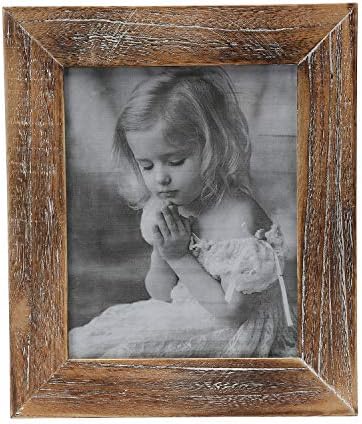 Faunlife 5" x 7" Rustic Picture Frame Reclaimed Wood Finish High Definition Glass Photo Frame Displays on Tabletop or Wall