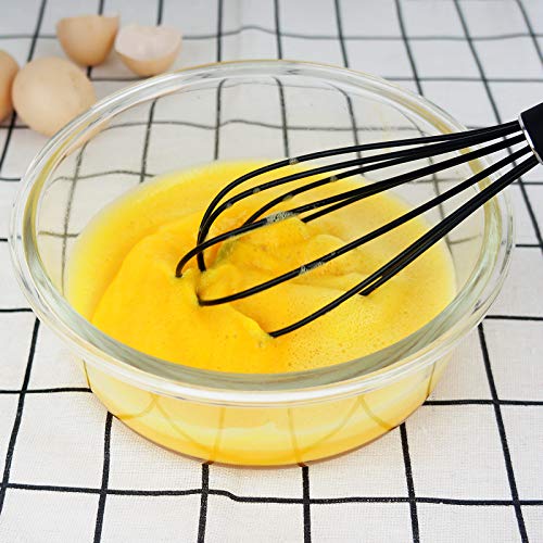 GorGin high temperature and easy to clean silicone whisk, stirrer, 10 inch, grip good grip design for Blending Whisking Beating Stirring Cooking Baking (1 Pack | black) - Thumbnail 2