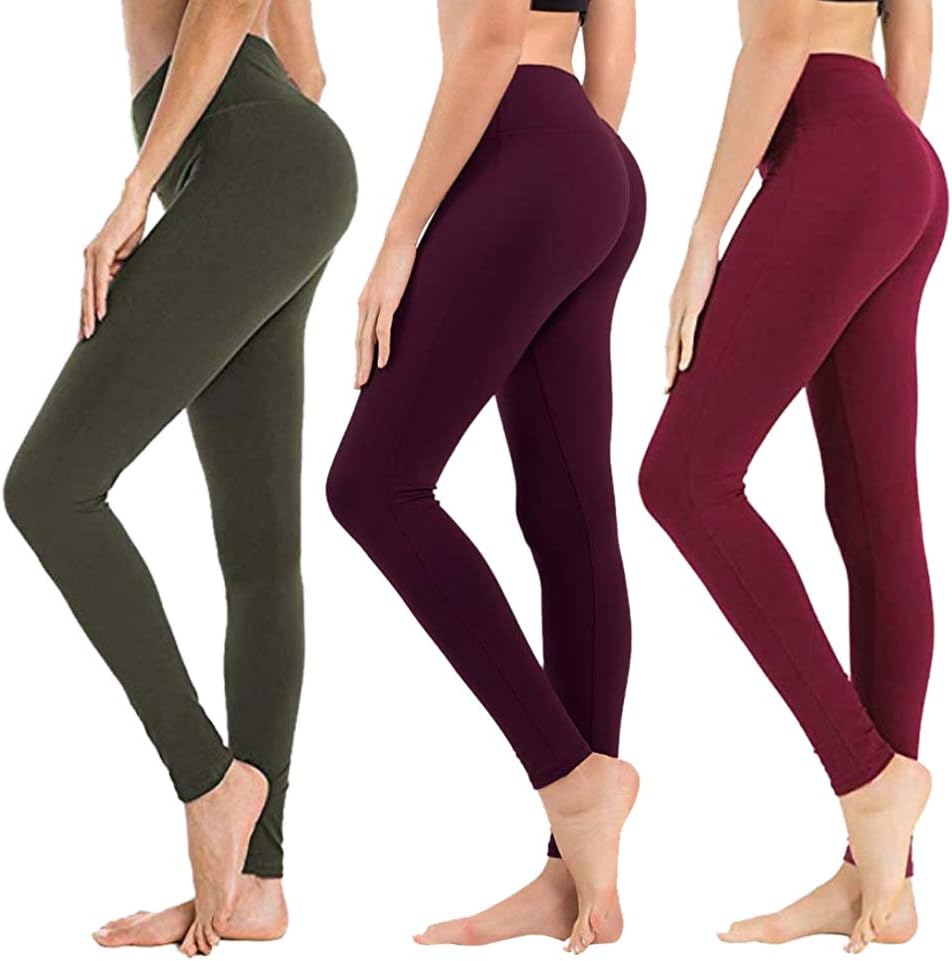 High Waisted Leggings for Women - Soft Athletic Tummy Control Pants for Running Cycling Yoga Workout - Reg & Plus Size