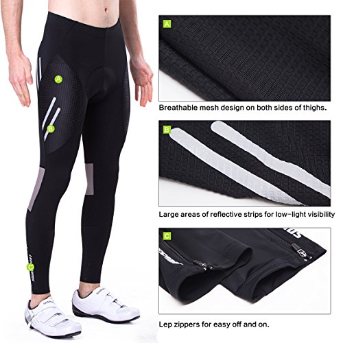 image for Eco-daily Men's Bike Pants Long Padded Cycling Tights Leggings Outdoor