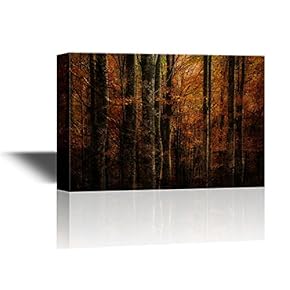 Canvas Wall Art - Abstract Landscape with Trees in Forest in Autumn - Gallery Wrap Modern Home Art | Ready to Hang - 12x18 inches