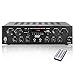 Pyle Wireless Karaoke Bluetooth Stereo Receiver – 4 Channel Power Amplifier w/ USB, Headphone, 2 Microphone Input w/ Echo, Talkover for PA Great for Home Speaker System – PTA42BTthumb 1