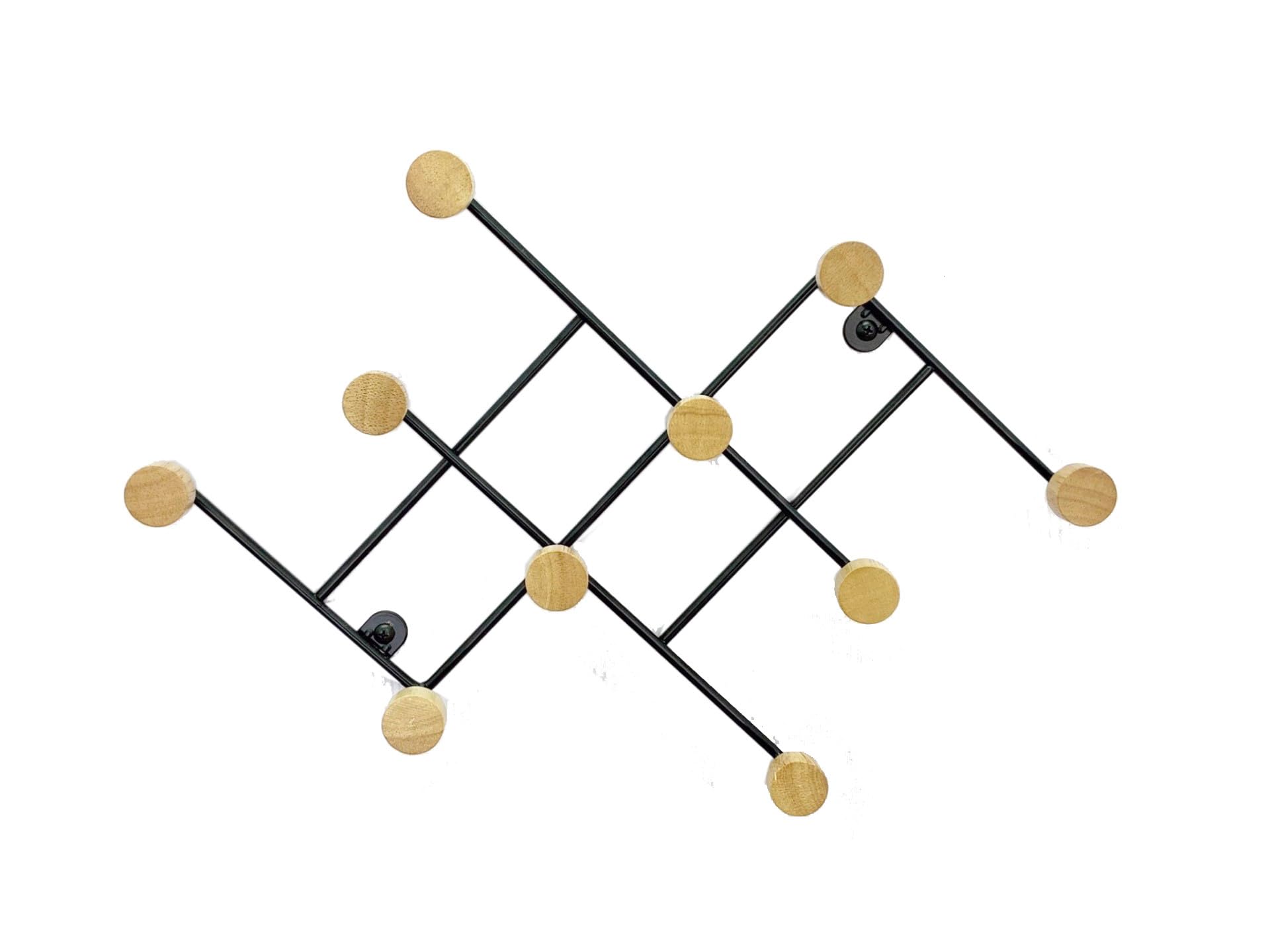 ASPECT Wall Mounted Coat Rack/Hanger,10 Wooden Hooks