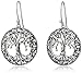 MORGAN & PAIGE .925 Sterling Silver Oxidized Celtic Knot Openwork Tree of Life Round Drop Earrings for Women - Hypoallergenic Sterling Silver Earrings for Women, Elegant Celtic Jewelry for Her