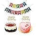Happy Birthday Banner Colorful Party Decorations Bunting Garland With Happy Birthday Cake Topper