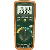 Extech EX430A True RMS Multimeter, 11-Function, Type K, Autoranging | AC/DC to 1000V, current to 10A, resistance, capacitance, frequency, Type K temp, CAT III, holster