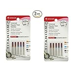 Singer Universal TITANIUM Regular Point Machine Needles 2 packages of 10 per pack Assorted sizes, 4 Size 80/11, 4 Size 90/14, and 2 Size 100/16
