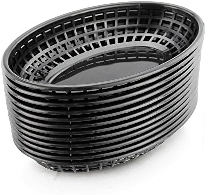 Foodservice Essentials (FFB-96B) Fast Food Baskets, Dozen (9 1/4-Inch x 6-Inch, Plastic, Black)