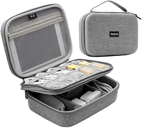 Boona EVA Oxford Fabric Waterproof iPad Organizer USB Data Cable Earphone Power Bank Travel Storaged Digital Gadget Bag (Dual,Grey)
