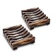Magift 2 Piece Home Bathroom Wooden Soap Case Holder, Sink Deck Bathtub Shower Dish, Rectangular, Hand Craft, Natural Wooden Holder for Sponges, Scrubber primary