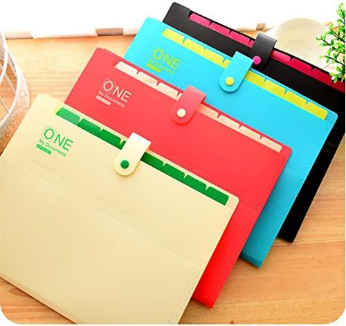 FHEAL 8 Pockets Plastic Expanding File Folders A4 Letter Size Snap Closure Paper Organizer (Pack of 4)