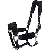 UNISTRENGH Fleece Padded Horse Halters with Nylon Lead Horse Bridle Halter and Anti-wear Rose/Gold Color Hardware Accessories