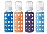Lifefactory Glass Baby Bottles 4 Pack (9 oz. in Ocean, Sky, Orange, Royal Purple)