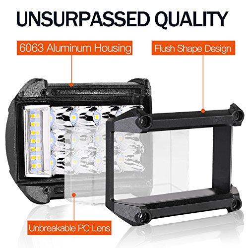 Side Shooter LED Pods, AutoPowerPlus 2Pcs 4" 76W Off Road Driving Fog Lights Flood Spot Combo Light Bar Waterproof LED Cube Work Lights for Truck Jeep Boat ATV UTV SUV Mainre, 2 Years Warranty
