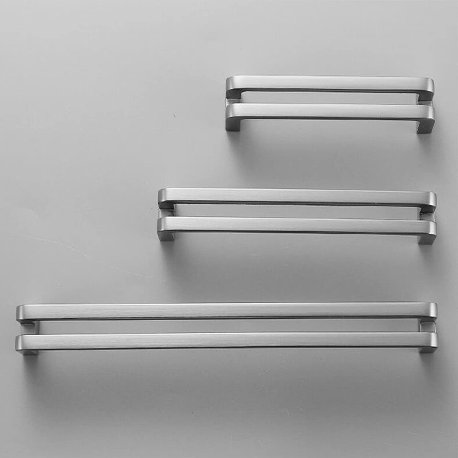 Guolich 2 Pcs Hole Centers 3.77 Inch(96mm) Kitchen Drawer Handle Door Cabinet Pulls Stainless Steel Handle Modern Brushed Brass Hardware for Wardrobe Bathroom Dresser (Silver)