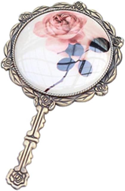 LQY Vintage Rose Princess Carrying Portable Carrying Makeup Mirror Handheld Small Mirror Girl Princess Makeup Mirror Hd Handheld Makeup Mirror,Brass