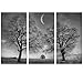 Visual Art Decor 3 Piece Black and White Winter Tree Scenery Canvas Wall Art Giclee Prints Framed and Stretched Painting Modern Home Living Room Office Wall Decoration