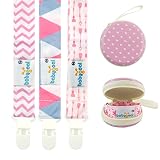 Babygoal Pacifier Clips for Girls-Premium Universal Pacifier Clip with Pacifier Case-Perfect Baby Shower Gift & Pacifier Holder(3 Pack) PS02