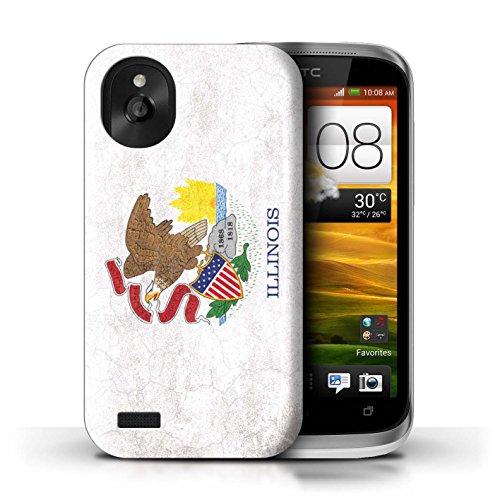 STUFF4 Phone Case/Cover for HTC Desire X/Illinois Design/Vintage USA State Flag Collection