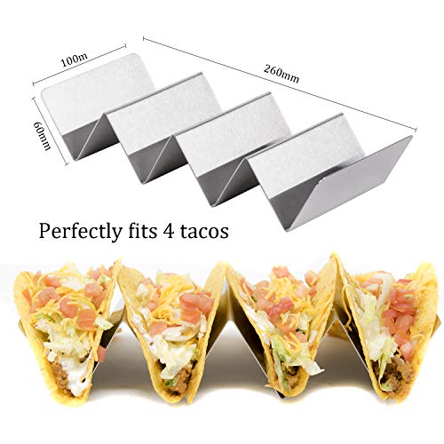 Premium Stainless Steel Taco Holder 2 Pack by EMP- Large Taco Stand (Fits Up To 8 Tacos) - Restaurant Grade Taco Rack - Oven, Grill And Dishwasher Safe - Includes BONUS Placemat - 4 x 10" - Thumbnail 2