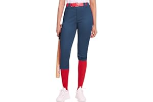 DREAMMONKEY Dreammoneky Women's Softball Pants Low-Rise 3/4 Tapered Leg Baseball Pants with Dual-Layer Knee Protection for Youth Girls