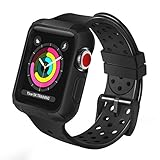 OULUOQI for Apple Watch Band 42mm with Case, Shock-proof and Protective Case with Soft Breathable Sport iWatch Band for Apple Watch Series 3/2/1 Nike+ Sport Edition 42mm - Black (Black)