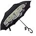 WASING Double Layer Inverted Umbrella Cars Reverse Umbrella, Windproof UV Protection Big Straight Umbrella for Car Rain Outdoor with C-Shaped Handle