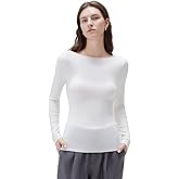 SUUKSESS Cloud Cashmere Women Boat Neck Fitted Long Sleeve Shirt Basic Knit Tops