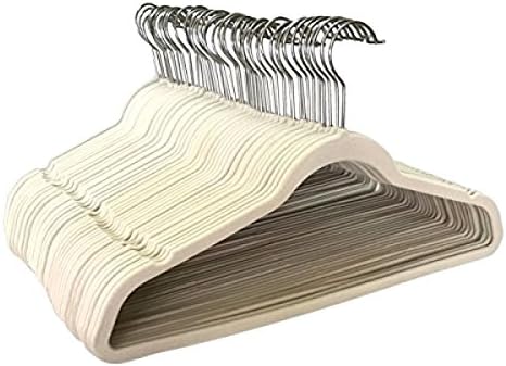 50 Pack Hangers Clothes Hangers White Velvet Hanger Clothing Suit Shirt New