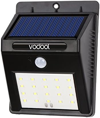 Vodool Solar lights, 20 led Bright LED Security Lighting ,Waterproof Wall Light Outdoor Motion Sensor Lighting for Garden, Patio, Fencing, and Pathway(Black-20 LEDs)