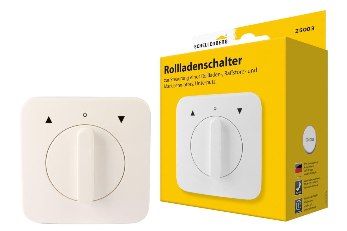 Schellenberg 25003 Roller Shutter Switch Rotary Knob for Flush-Mounted Mounting, Button and Locking Function Possible