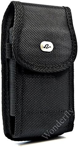 Wonderfly Pouch for LG Phoenix 3, Fortune, K4 (2017) or K4 M160, a Vertical Heavy Duty Rugged Nylon Canvas Carrying Case with Belt Clip, fits the phone with Gel, Silicone or Other Thin case