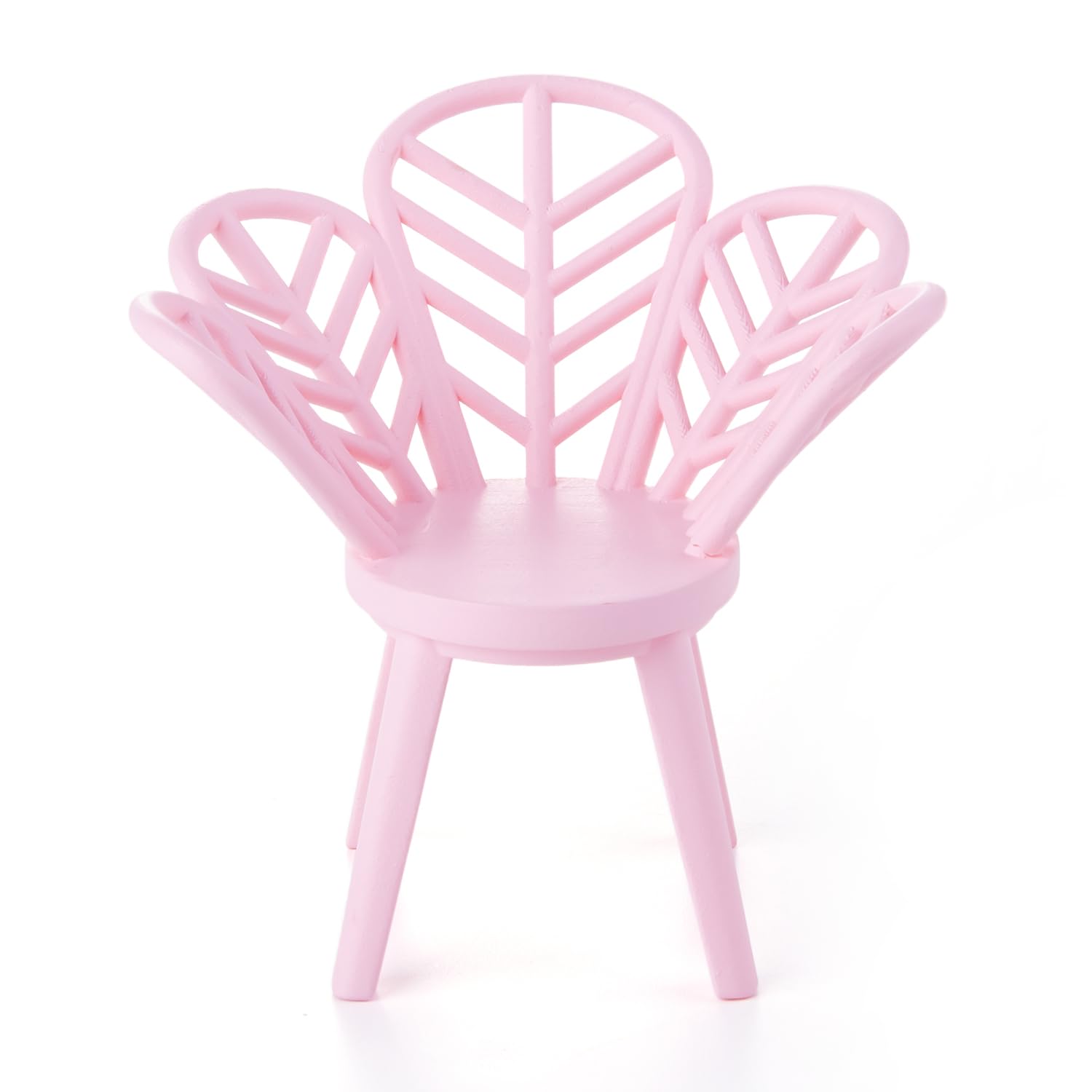 Minamzee 1:12 Miniature Flower Shape Chair, Dollhouse Mini Resin Furniture Accessories for Dining Room, Garden, Living Room, Outdoor Terrace(Pink)