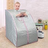 JAXSUNNY Portable Folding Home SPA Steam Sauna for Full Body Slimming Weight Loss Detox Heat Therapy w/Chair,Silver